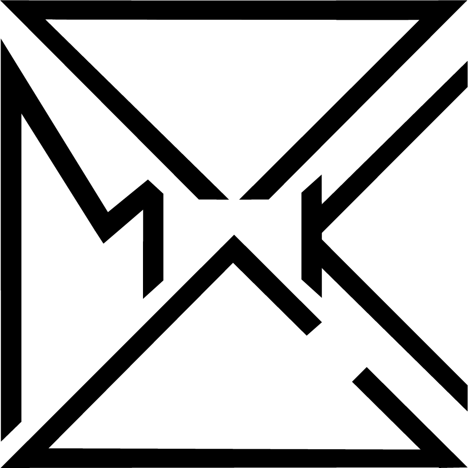 PSMK logo — white X pattern mark on black square